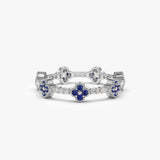 14k Full Eternity Clover Sapphire and Diamond Ring Ferkos Fine Jewelry