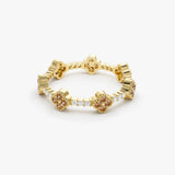 14k Full Eternity Clover Citrine and Diamond Ring Ferkos Fine Jewelry