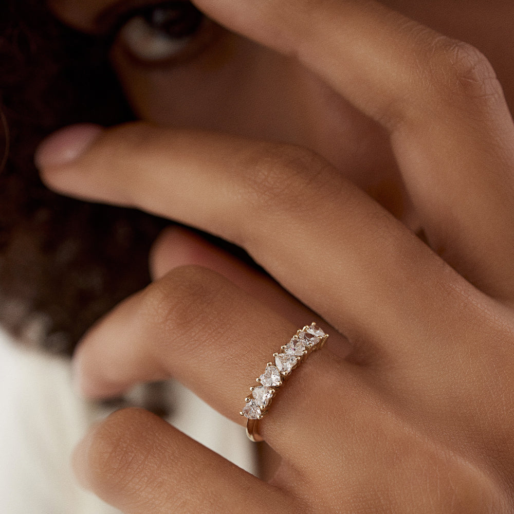 18K Gold Heart Engagement Ring, Heart Shaped Diamond Ring Wrap