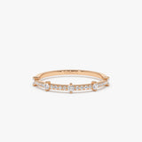 14k Dainty Stacking Diamond Wedding Band 14K Rose Gold Ferkos Fine Jewelry