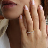 0.70 ctw 14k Seven Stone Prong Setting Lab Grown Diamond Wedding Band - Ava Ferkos Fine Jewelry