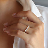 0.70 ctw 14k Seven Stone Prong Setting Lab Grown Diamond Wedding Band - Ava Ferkos Fine Jewelry