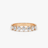 0.70 ctw 14k Seven Stone Prong Setting Lab Grown Diamond Wedding Band - Ava Ferkos Fine Jewelry
