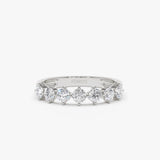 0.70 ctw 14k Seven Stone Prong Setting Lab Grown Diamond Wedding Band - Ava 14K White Gold Ferkos Fine Jewelry