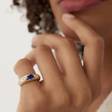 14k Oval Blue Sapphire with Round Diamonds Dome Ring Ferkos Fine Jewelry