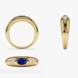 14k Oval Blue Sapphire with Round Diamonds Dome Ring Ferkos Fine Jewelry