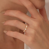 14k Alternating Beads & Bezel Setting Diamond Ring Ferkos Fine Jewelry