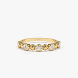 14k Alternating Beads & Bezel Setting Diamond Ring 14K Gold Ferkos Fine Jewelry