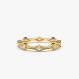 14k Stackable Arte Deco Diamond Wedding Band 14K Gold Ferkos Fine Jewelry
