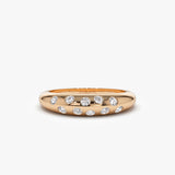 14k Dome Zig Zag Flush Diamond Ring 14K Rose Gold Ferkos Fine Jewelry