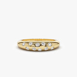 14k Dome Zig Zag Flush Diamond Ring 14K Gold Ferkos Fine Jewelry