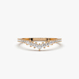 14k Curved Graduating Diamond Wedding Band 14K Rose Gold Ferkos Fine Jewelry