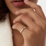 14k Dome Marquise and Round Diamonds Flush Setting Ring Ferkos Fine Jewelry