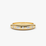 14k Dome Marquise and Round Diamonds Flush Setting Ring 14K Gold Ferkos Fine Jewelry