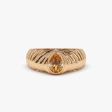 14k Pear Shape Citrine Beveled Ring 14K Rose Gold Ferkos Fine Jewelry