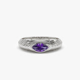 14k Marquise Shape Amethyst Beveled Ring Ferkos Fine Jewelry
