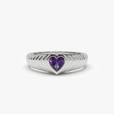 14k Heart Shape Amethyst Beveled Ring Ferkos Fine Jewelry