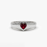 14k Heart Shape Garnet Beveled Ring Ferkos Fine Jewelry