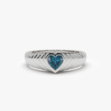 14k Heart Shape Blue Topaz Beveled Ring Ferkos Fine Jewelry