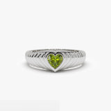 14k Heart Shape Peridot Beveled Ring Ferkos Fine Jewelry