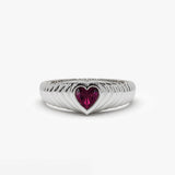 14k Heart Shape Ruby Beveled Ring Ferkos Fine Jewelry
