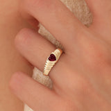 14k Heart Shape Garnet Beveled Ring Ferkos Fine Jewelry
