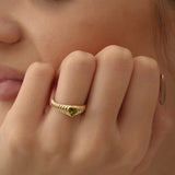 14k Heart Shape Peridot Beveled Ring Ferkos Fine Jewelry