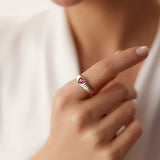 14k Heart Shape Ruby Beveled Ring Ferkos Fine Jewelry