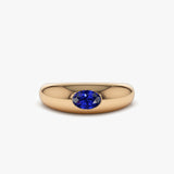 14k Flush Set Oval Sapphire Dome Ring 14K Rose Gold Ferkos Fine Jewelry