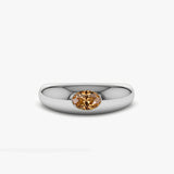 14k Flush Set Oval Citrine Dome Ring Ferkos Fine Jewelry