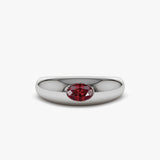 14k Flush Set Oval Ruby Dome Ring Ferkos Fine Jewelry