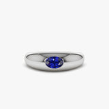 14k Flush Set Oval Sapphire Dome Ring Ferkos Fine Jewelry