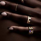 14k Flush Set Oval Amethyst Dome Ring Ferkos Fine Jewelry