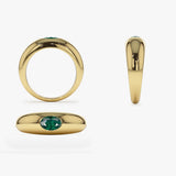 14k Flush Set Oval Emerald Dome Ring Ferkos Fine Jewelry