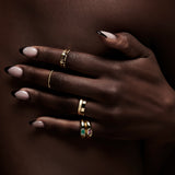 14k Flush Set Oval Emerald Dome Ring Ferkos Fine Jewelry