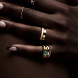 14k Flush Set Oval Emerald Dome Ring Ferkos Fine Jewelry