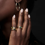 14k Flush Set Oval Emerald Dome Ring Ferkos Fine Jewelry