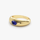 14k Flush Set Oval Sapphire Dome Ring Ferkos Fine Jewelry