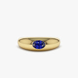 14k Flush Set Oval Sapphire Dome Ring 14K Gold Ferkos Fine Jewelry