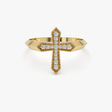 14k Diamond Cross Ring 14K Gold Ferkos Fine Jewelry