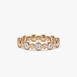 14k Gold Bubble Diamond 3/4 Eternity Wedding Ring 14K Rose Gold Ferkos Fine Jewelry
