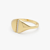 14k Pave Diamond Line Signet Pinky Ring Ferkos Fine Jewelry