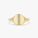 14k Pave Diamond Line Signet Pinky Ring 14K Gold Ferkos Fine Jewelry