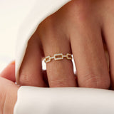 14k Chain Link Diamond Ring with Twisted Rope Band Ferkos Fine Jewelry