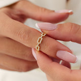 14k Chain Link Diamond Ring with Twisted Rope Band Ferkos Fine Jewelry