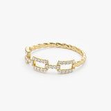 14k Chain Link Diamond Ring with Twisted Rope Band Ferkos Fine Jewelry