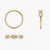 14k Chain Link Diamond Ring with Twisted Rope Band Ferkos Fine Jewelry