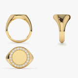 14K Gold Diamond Round Signet Ring Ferkos Fine Jewelry