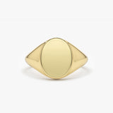 14K Gold Engravable Oval Signet Ring 14K Gold Ferkos Fine Jewelry