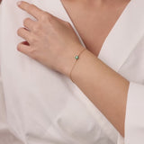 14K Emerald and Diamond Flower Charm Bracelet
